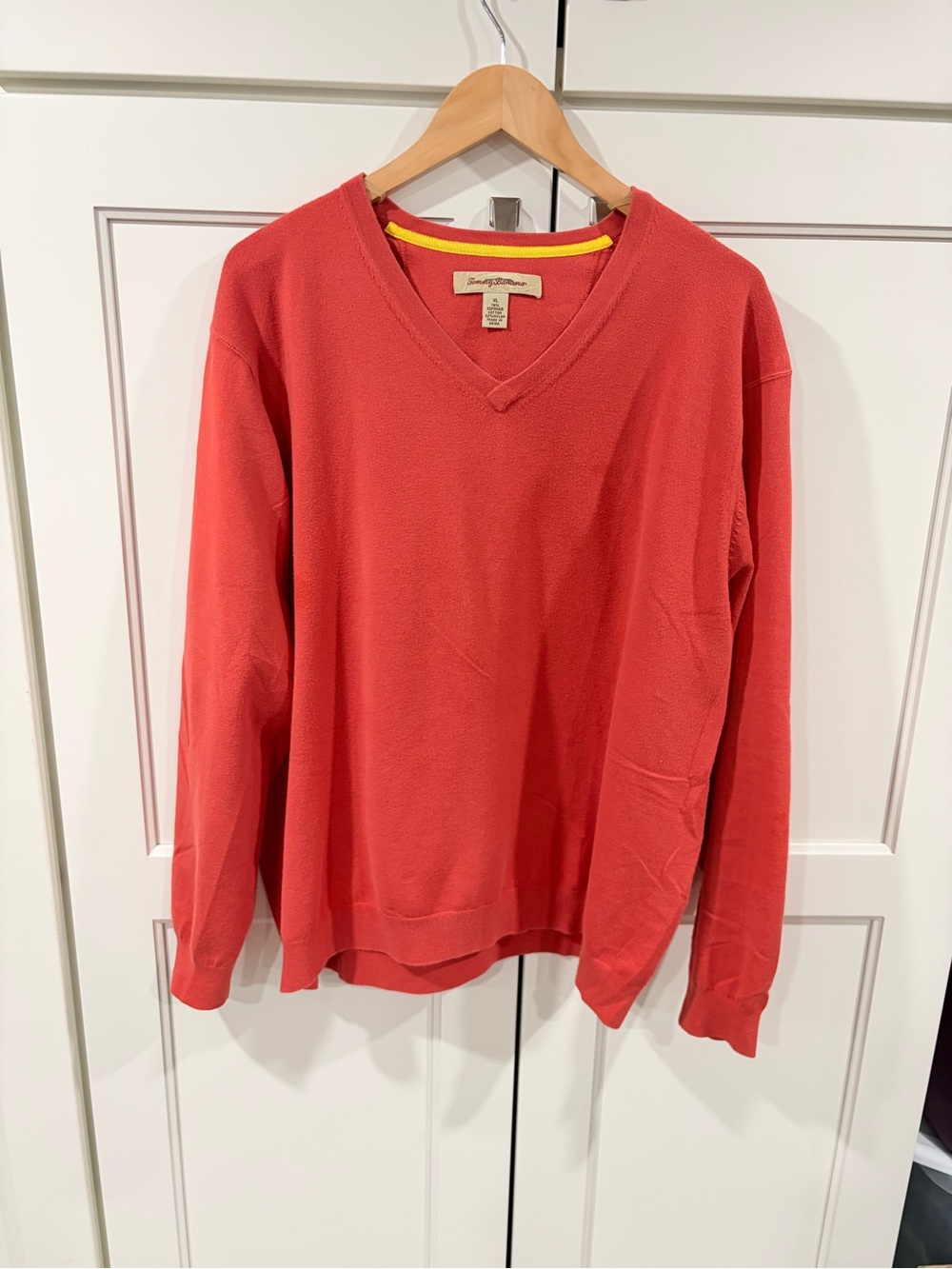 Tommy Bahama Men's V-Neck Sweater in Orange